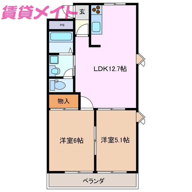 津市桜橋のマンションの間取り