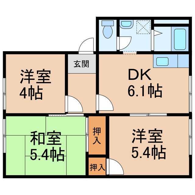 岩出市西国分のアパートの間取り