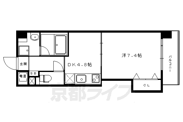 京都市左京区一乗寺里ノ前町のマンションの間取り