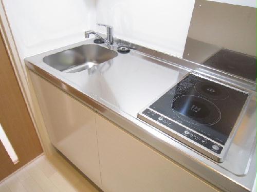 キッチン　2口コンロ付き（手前：HIコンロ、奥：ラジエントヒーター）