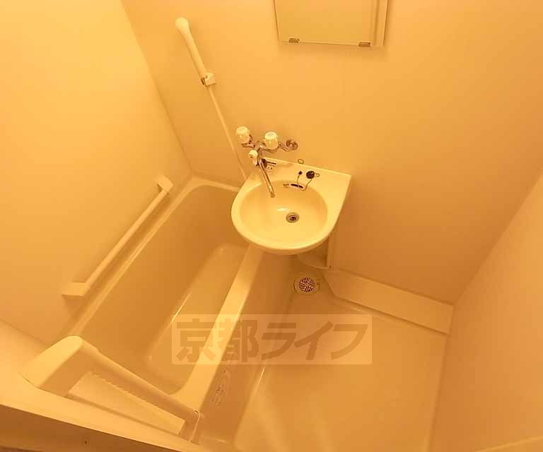 バス・シャワールーム　浴室に洗面台が付いてます。