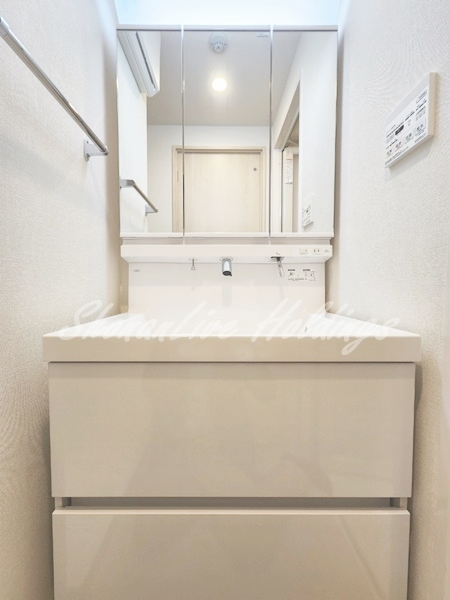 洗面設備　スペースが確保できる洗面所です