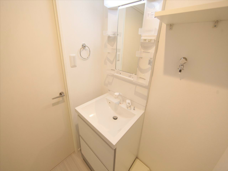 洗面設備　脱衣所　独立洗面台（シャンプードレッサー付）収納スペース有