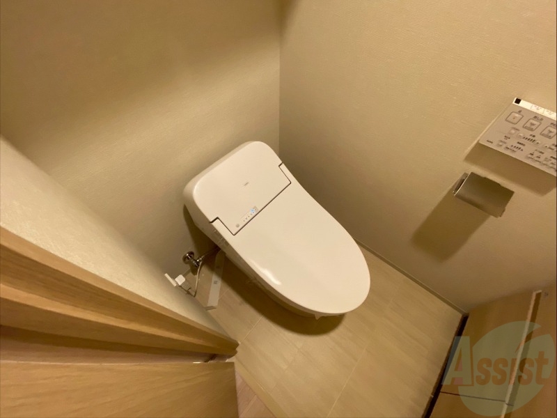 トイレ　ウォシュレット機能がついたトイレ。安心して使用できますね。