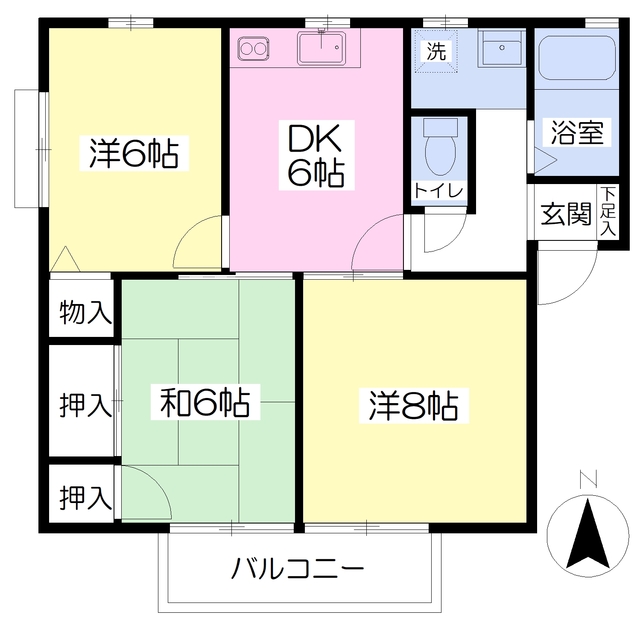 松山市高岡町のアパートの間取り