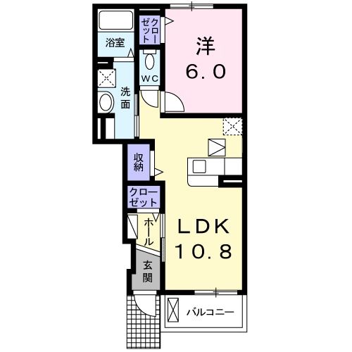 鹿児島市上福元町のアパートの間取り