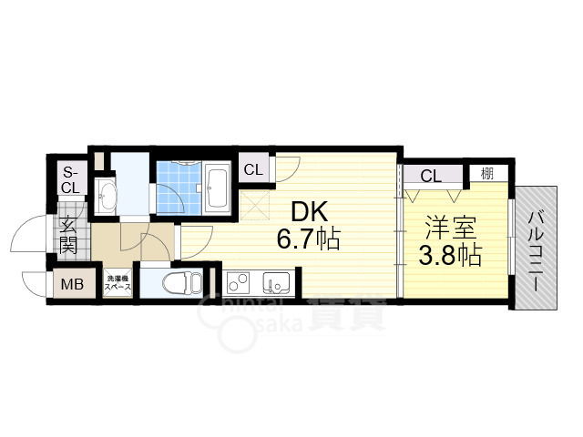 大阪市西区京町堀のマンションの間取り