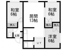 【札幌市手稲区稲穂二条のアパートの間取り】