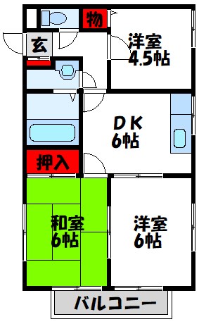 宗像市田久のアパートの間取り