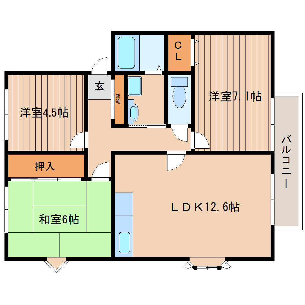 サンビレッジ南富ヶ丘Bの間取り