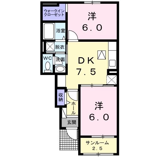 大牟田市大字橘のアパートの間取り