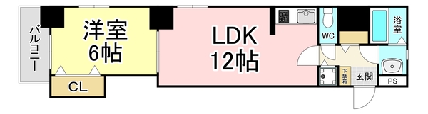 北九州市戸畑区中原東のマンションの間取り