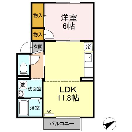 Ｎｅｗ　プレジール倉敷　A棟の間取り