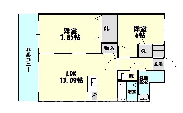 糟屋郡須惠町大字須惠のマンションの間取り