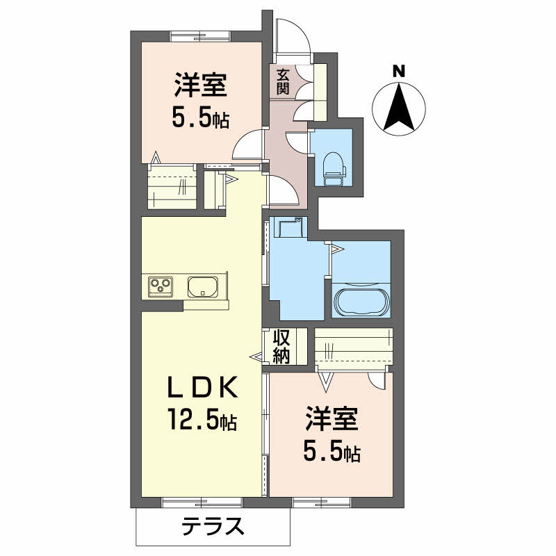 徳島市庄町のアパートの間取り