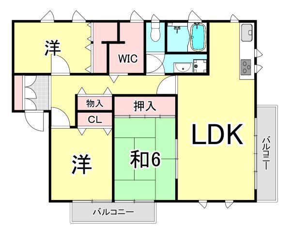 芦屋市川西町のアパートの間取り