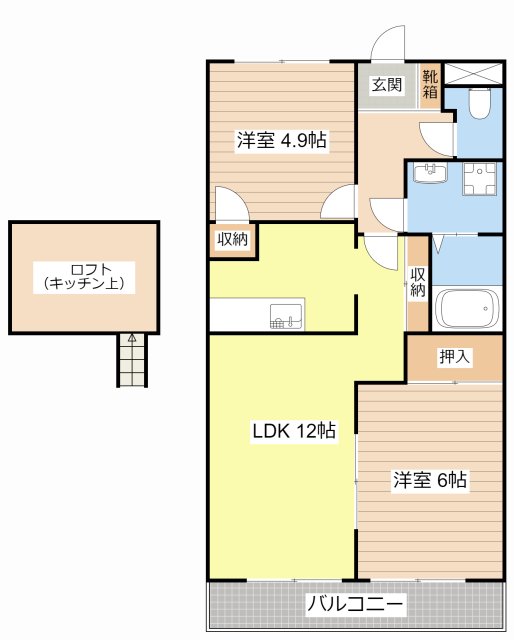 湖南市下田のアパートの間取り