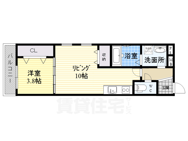 堺市堺区北旅籠町東のアパートの間取り