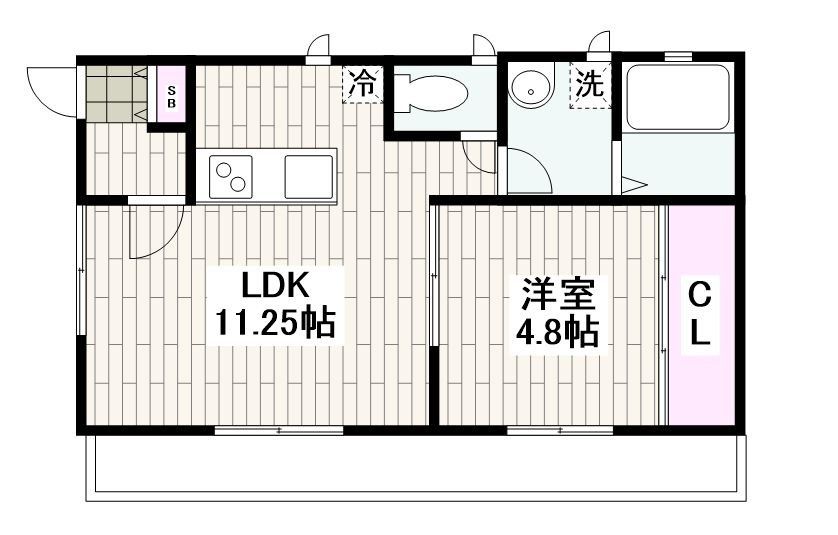 藤沢市鵠沼海岸のアパートの間取り