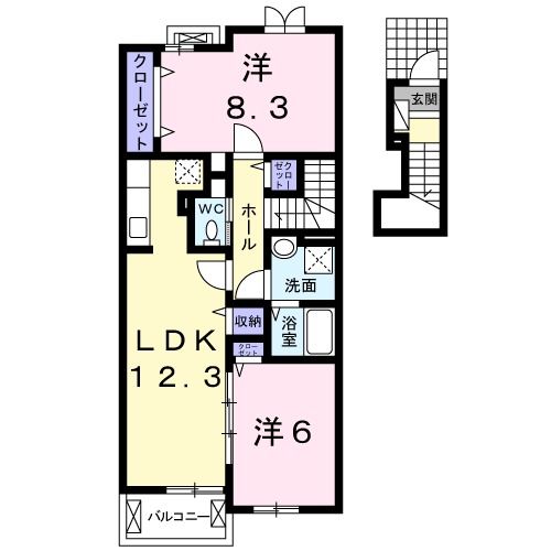 【生駒市南田原町のアパートの間取り】