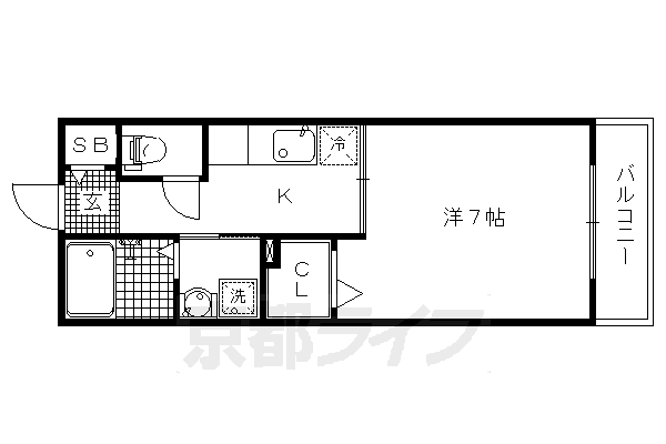 京都市北区西賀茂蟹ケ坂町のマンションの間取り