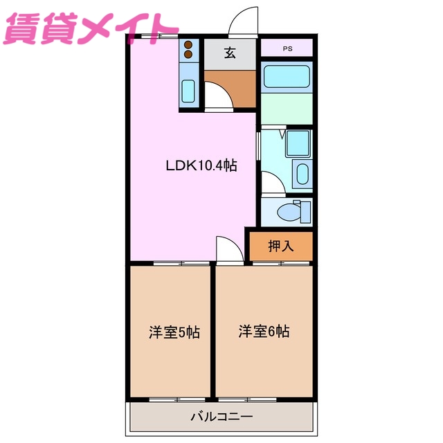 津市桜橋のマンションの間取り