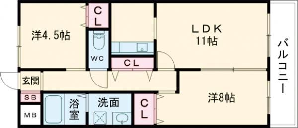 北九州市八幡西区竹末のマンションの間取り