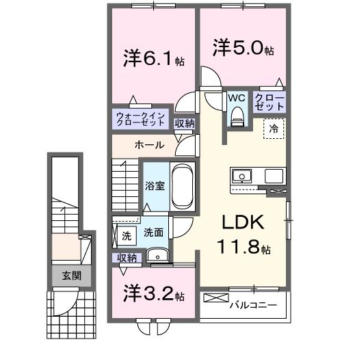 朝倉市柿原のアパートの間取り