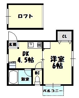 糟屋郡粕屋町原町のアパートの間取り