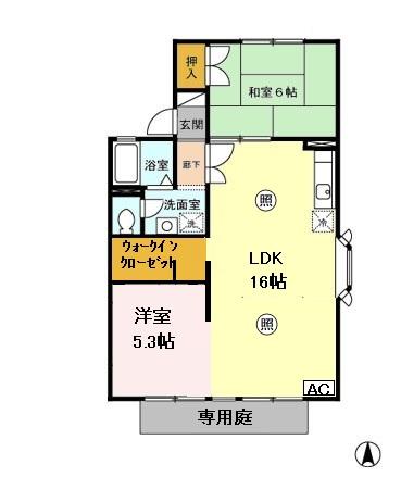 熊本市東区花立のアパートの間取り