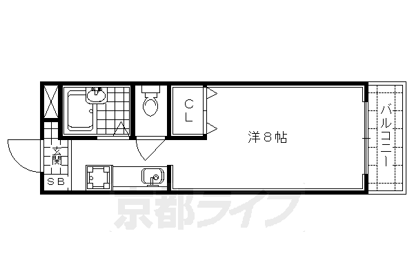 京都市北区紫竹北栗栖町のマンションの間取り