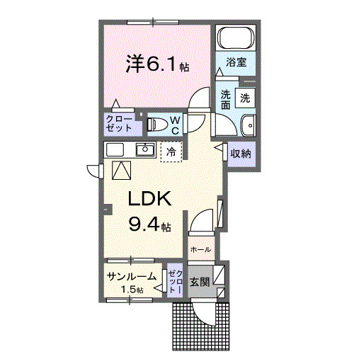 秋田市川元むつみ町のアパートの間取り