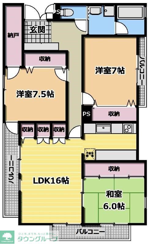 所沢市松葉町のマンションの間取り