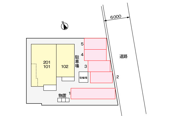 【山形市大字漆山のアパートの駐車場】