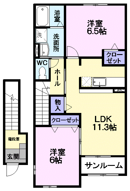 山形市大字漆山のアパートの間取り