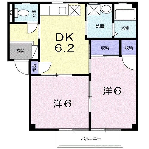 岡山市北区辛川市場のアパートの間取り