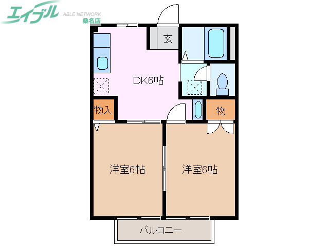 桑名市新西方のアパートの間取り