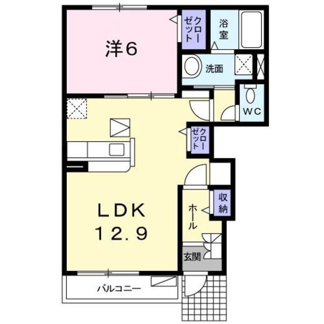 【伊勢原市下糟屋のアパートの間取り】