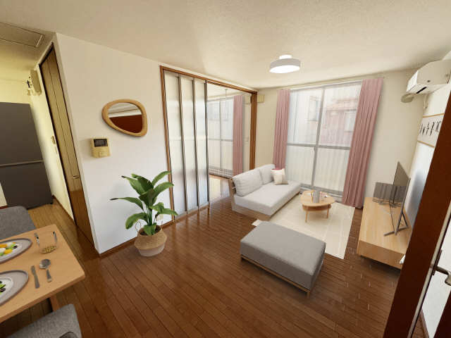 居室・リビング　家具家電小物はCGイメージ　実際の付帯はございません。