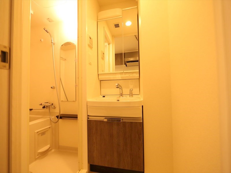 洗面設備　脱衣所　独立洗面台（シャンプードレッサー付）収納スペース有