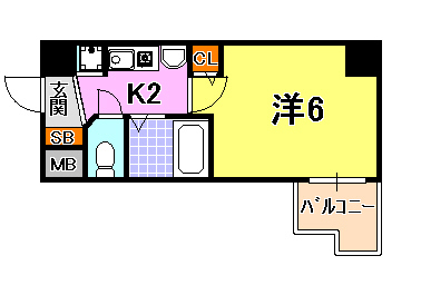 神戸市中央区古湊通のマンションの間取り