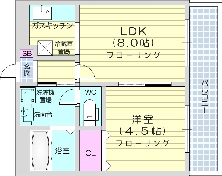 札幌市北区新琴似八条のマンションの間取り