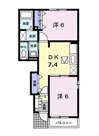 登米市中田町石森のアパートの間取り