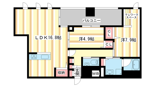 奈良市大宮町のマンションの間取り