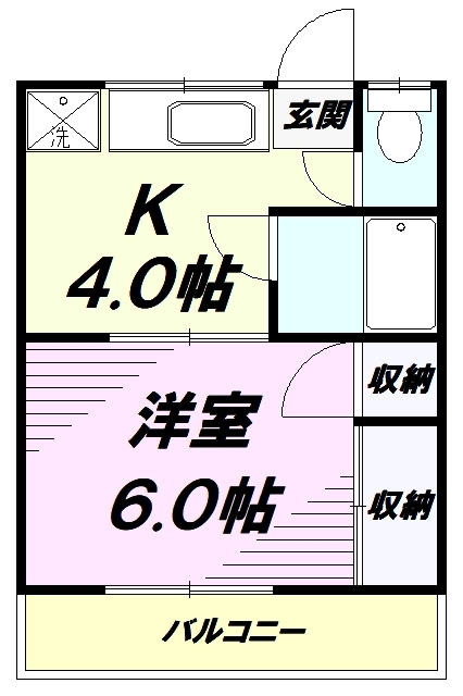 八王子市元横山町のアパートの間取り