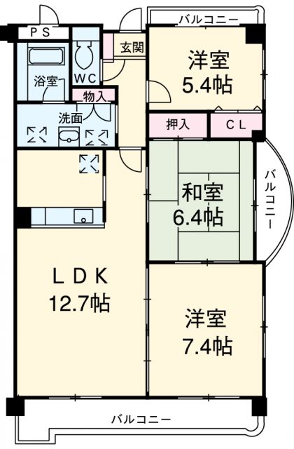 尾張旭市南原山町赤土のマンションの間取り