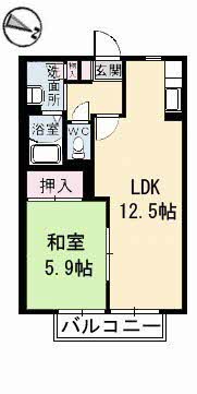 福山市能島のアパートの間取り