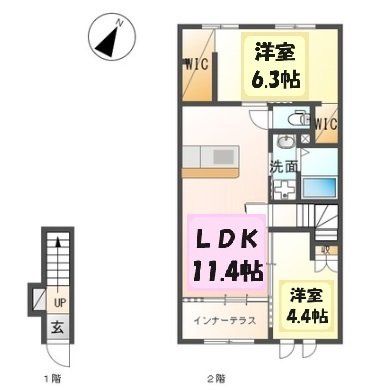 春日部市花積のアパートの間取り