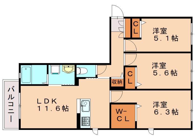 ラフィーネメゾン上久原Dの間取り