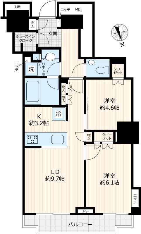 富久クロスコンフォートタワーの間取り